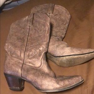 cowgirl/boy boots; square toe, bronze speckled